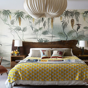 个性定制大型墙画 双生 现代新中式花鸟壁画 客厅卧室沙发背景墙