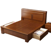 橡木实木床1.8米双人床成人2米2.2米主卧储物床中式现代简.约1.5