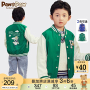 PawinPaw卡通小熊童装秋款男童棒球外套撞色时尚运动风字母