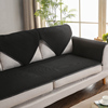 沙发垫防滑皮沙发坐垫子黑纯色，四季款办公室，夏季沙发巾套通用客厅