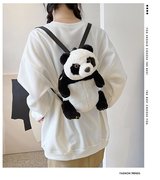 可爱熊猫包包女2024潮软妹萌时尚休闲卡通，超萌毛绒双单肩背包