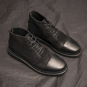 擦色做旧马丁靴短靴春季男靴英伦，风真皮工装，靴日系复古机车靴