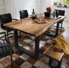 美式家具实木长方形餐桌，铁艺复古工业风咖啡，休闲桌子办公大长桌