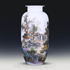景德镇陶瓷器花瓶粉彩山水大口直筒瓷瓶新中式博古架电视柜装饰品