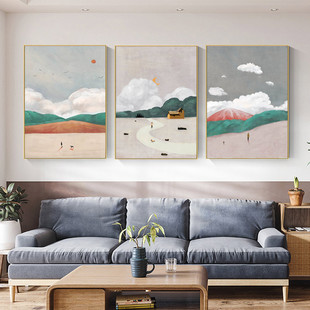 北欧风格现代客厅装饰画餐厅挂画沙发背景三联画卧室床头挂画壁画