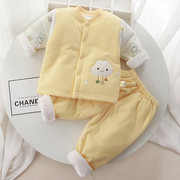 宝宝棉衣棉裤套装婴儿衣服，冬季加厚保暖0一6月宝宝冬装分体两件套