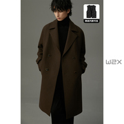 w2x冬季加厚款羊毛呢大衣，男中长款高级感痞帅妮子风衣设计感外套