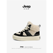 jeep儿童雪地靴皮毛，一体冬季男童大棉鞋2024秋冬加绒女童鞋子