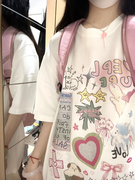 纯棉白色半袖T恤女宽松韩版2023夏季女装短袖上衣设计感小众
