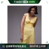 香港直邮潮奢topshop女士花朵蕾丝，迷你抛式黄色印花连衣裙