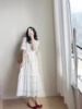 2024高级感白色蕾丝连衣裙女韩版显瘦仙女镂空钩花法式连身裙