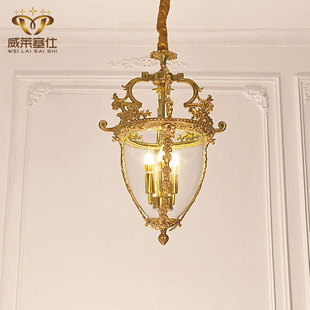 法式全铜吊灯欧式复古别墅，奢华大气阳台过道玄关，厨房脱蜡创意灯具