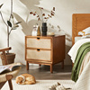 实木床头柜简约现代沙发，边柜北欧储物收纳柜卧室床边藤编床头柜子