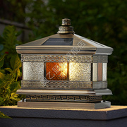 全铜太阳能柱头灯户外围墙庭院灯别墅花园室外门柱灯大门口柱子灯