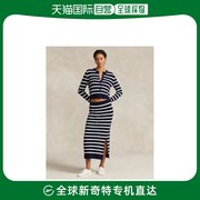 日本直邮POLO RALPH LAUREN 女士蓝白色条纹针织套头毛衣裙 时尚