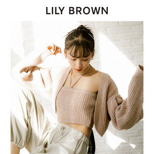 勿拍LILY BROWN 挂脖抹胸两件套针织开衫LWNT241074