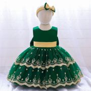 亚马逊刺绣儿童礼服连衣裙，花童礼服婚纱，公主裙小女孩生日蓬蓬礼服