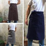 半身短款围裙加厚帆布男女工作餐厅厨师服务员修鞋工作超市耐磨黑