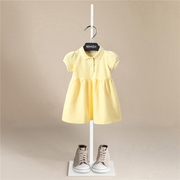 女童黄色POLO连衣裙宝宝儿童装夏装纯色球裙休闲运动裙子棉