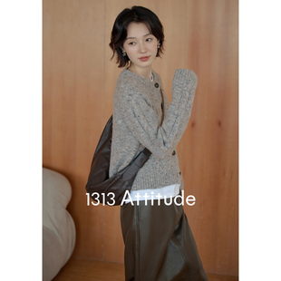 1313篙级感玛瑙灰羊毛毛衣，开衫2024冬女麻花，短款宽松保暖叠穿外套
