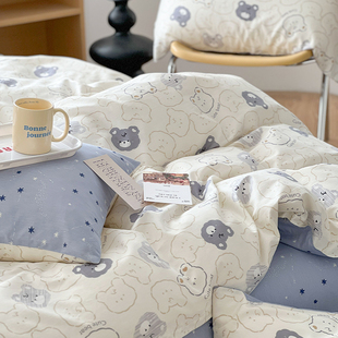 影子熊儿童卡通纯棉床单，被套1.2米三四件套，定制床笠床罩床上用品