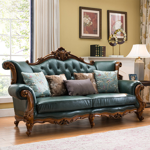 美式全实木真皮沙发欧式轻奢沙发，组合别墅大户型奢华客厅家具整装