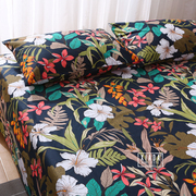 北欧艺术大花床单被罩，套四件套纯棉100全棉，4件套秋冬床上用品
