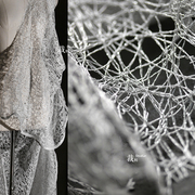 茧丝 白色不规则镂空透视薄网纱面料改造手工diy礼服装设计师布料