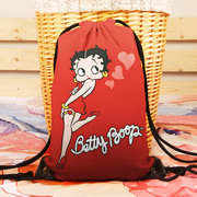 Betty Boop 贝蒂娃娃 帆布背包袋抽绳束口袋 可爱运动学生背包包