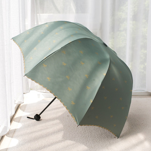 鸟笼伞拱形雨伞公主伞蘑菇，伞防晒防紫外线，黑胶遮阳折叠女太阳伞夏
