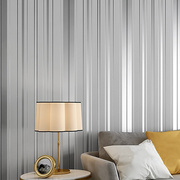 银灰竖条纹背景墙纸现代简约客厅卧室餐厅装修家用家装灰色系壁纸