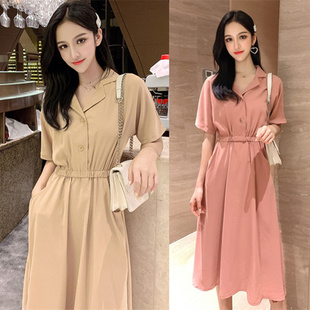 哺乳连衣裙夏季外出装短袖，显瘦喂奶期衣服，产后气质polo母乳装裙子