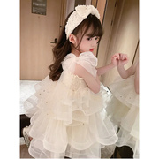 日本OEMG连衣裙儿童吊带网纱裙子小童公主蛋糕裙女童婚纱礼服演出