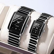 2024品牌情侣手表全自动机械表，石英表男表女表，方形镶钻陶瓷表