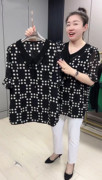 大码女装2023夏韩版时尚休闲小众设计翻领经典波点显瘦雪纺衫