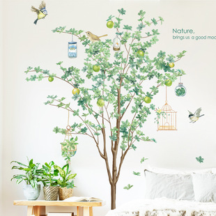 墙贴小清新绿植北欧植物，大树客厅卧室，背景墙装饰贴画宿舍布置贴