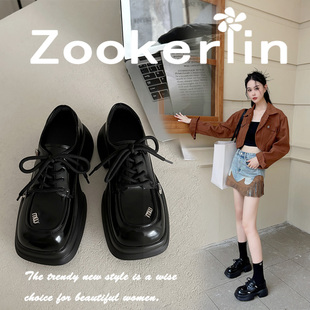 zookerlin增高显瘦厚底单鞋小皮鞋刘雯同款英伦百搭松糕乐福鞋女