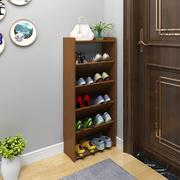 (咖啡色无雕花)超薄鞋柜家用门口窄17cm简易省空间大容量小鞋架