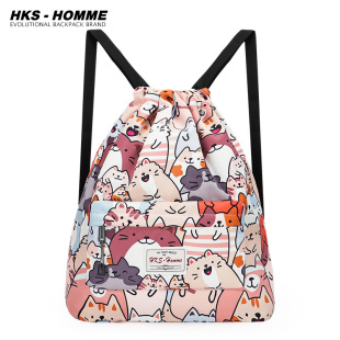 hks-homme抽绳双肩，包女旅行包篮球头盔运动包，背包男大容量束口袋