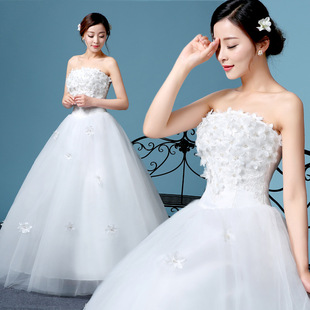 2022甜美公主花朵婚纱礼服 显瘦白色齐地大码婚纱