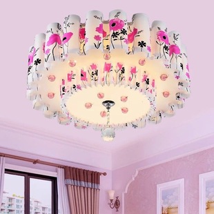 浪漫田园主卧室灯，温馨粉色led吸顶灯，创意婚房灯具公主女孩房间灯