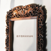 高档实木雕刻美容镜，欧式风f格镂空做旧镜框家居浴室