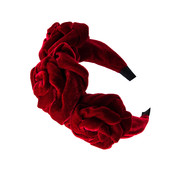 秋冬法式复古红色夸张天鹅绒花朵装饰玫瑰发箍女精致丝绒发卡头箍