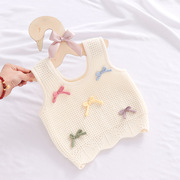 2024宝宝针织吊带1-3岁女童毛衣背心6个月婴儿马甲洋气春秋装
