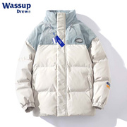 WASSUP羽绒服男短款2023冬季加厚休闲立领90%白鸭绒保暖外套