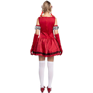 高档万圣节服装小红帽cosplay女装红色披风洋装演出服