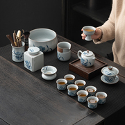 蕴华堂手绘青花茶具套装家用高档轻奢陶瓷，茶壶功夫茶杯办公室泡茶