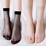 春夏丝袜水晶点点短袜超薄透明女袜包芯丝黑肤肉色对对袜子防勾丝