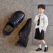 男童黑色皮鞋软皮软底表演春款演出小女孩英伦学生儿童鞋大童