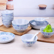 青花陶瓷套装加厚家用陶瓷餐具，套装碗盘碟组合传统中式餐具套装